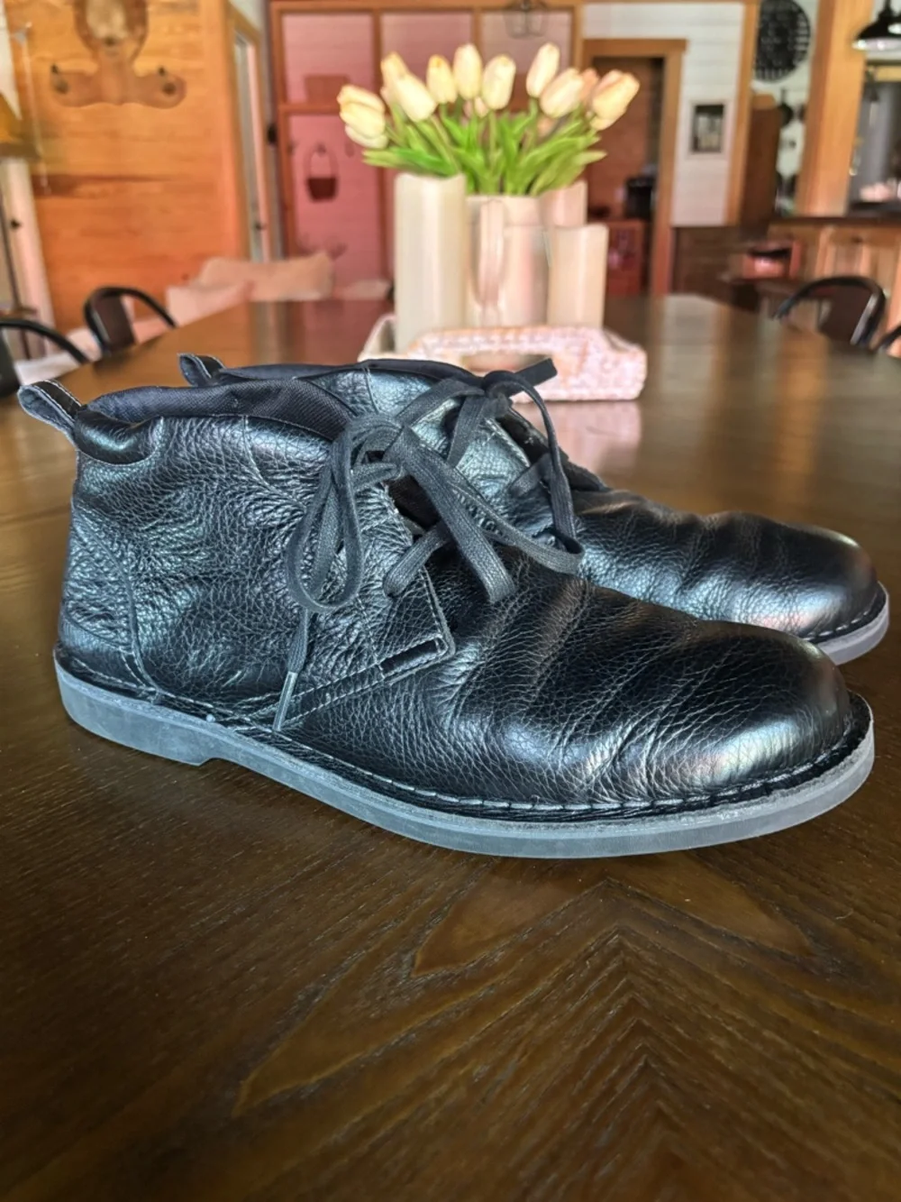 Rockport Classic Break Chukka Boots Black Leather Size 9W Walkability Lace Up